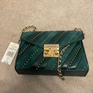 COPY - Michael Kors Rose Medium Flap Shoulder Quilted Suede Racing Green
